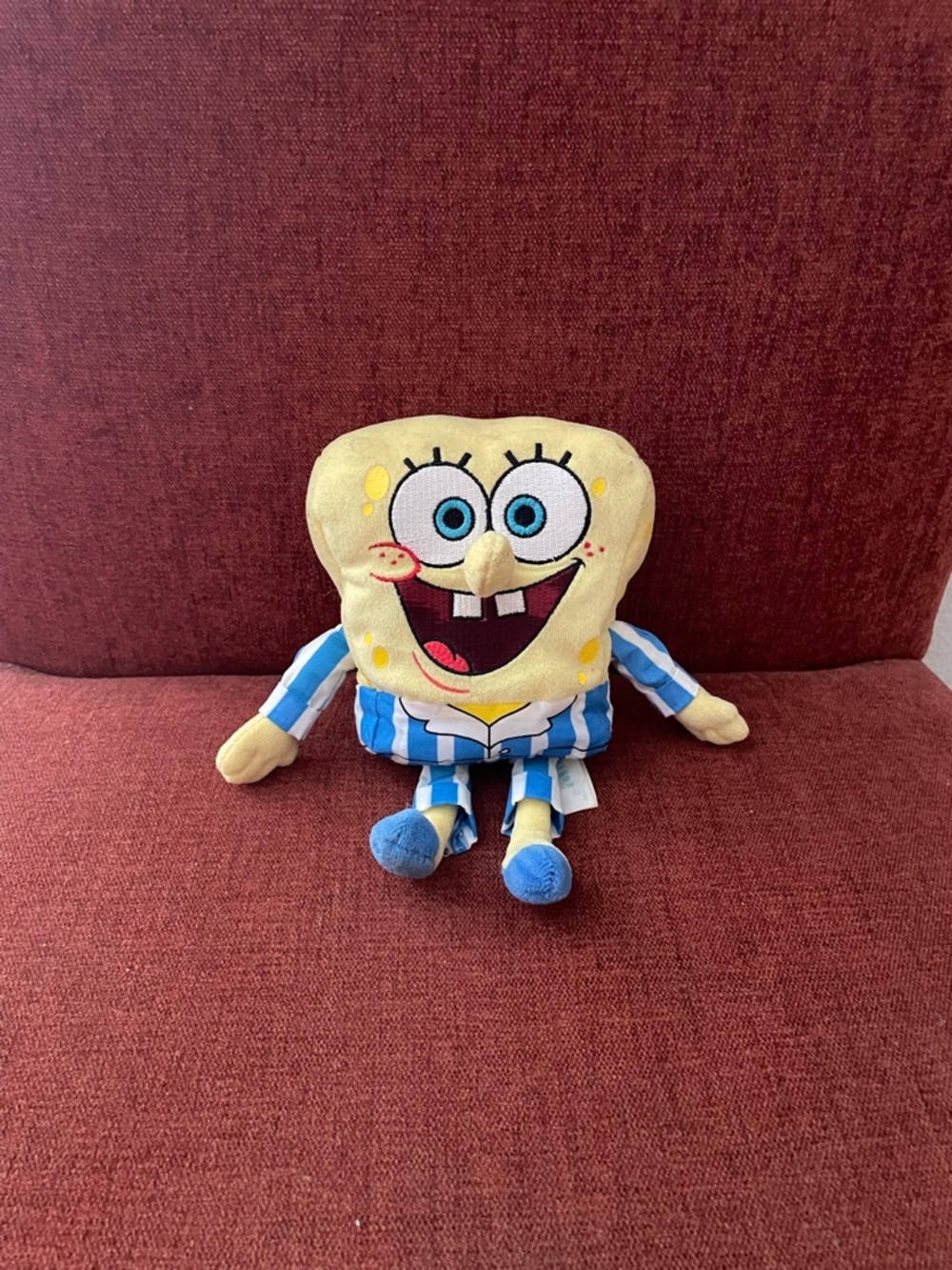 SpongeBob SquarePants Yellow Plush Toy in Blue Striped Pajamas 2010
